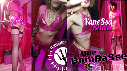 A BomBaSse in a🗼Sauna. French transvestite ULTRaSEXx! Pink Mini Skirt, Thong Thong Thong Anal Plug, Pink Heels. VaneSsaBiTCHx thumbnail