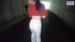 Steamy T Back Stroll with a First Time Outdoor Peach That Drives Nonstop Release Part 3