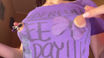 The MILF's nipples poked through her T-shirt, and she couldn't resist tearing it apart to play with them