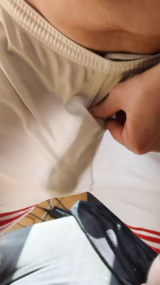 Wank in boxershorts Adidas free balling