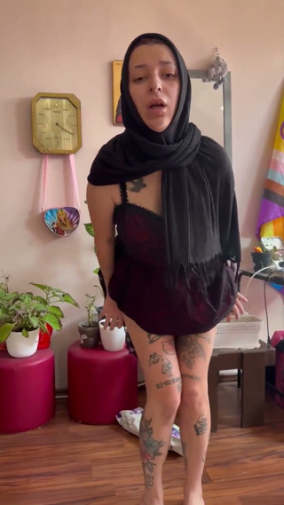 Muslim Goth Striptease in Hijab