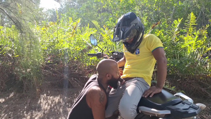 Stepfather Barbudo - the Deviation of the Motorcycle Courier Intense Sex in the Woods.