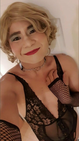 The Little Sissy in new black lingerie