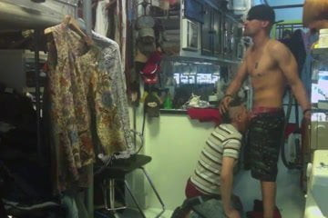 Gay man suck straight guy cock in a warehouse