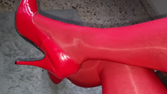 I model my nylon lingerie and they punished me with a chastity cage because I really like to touch my sissy clitoris.
