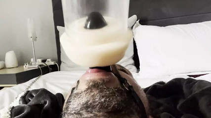 Face fucked by milking machine