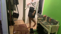 Wife in business look fucked before work