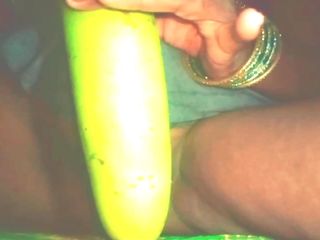 Village housewife Veenax82 got fucked with gourd alone at home