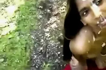 Indian girl taking an outdoor facial