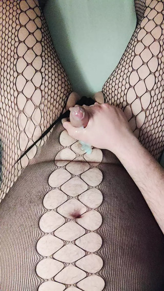 Jerk and cum bodystockings and thong