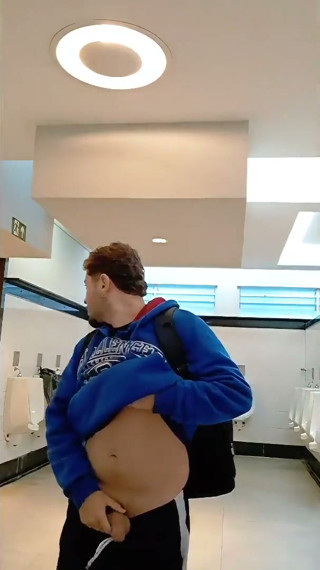 I Got Caught Showing off in the Men's Restroom with a Soft Cock and Almost Got Kicked Out