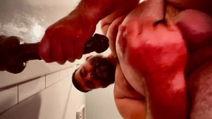 Frottage big cock below view shower bear