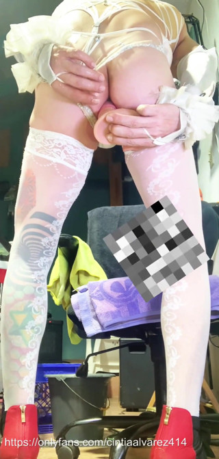 Shemale White Stocking Insert Anal Dildo