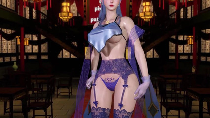 3D hot cosplay babe sitting on the big cock