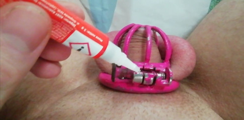 Humiliation of my small penis. Superglue tiny chastity. Permanent risk thumbnail