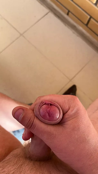 Cum close up from a small penis
