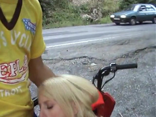 European teen picked up and fucked on the side of the road