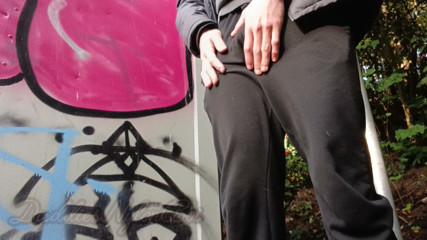 Hairy Sissy in Nylons - Jerking Off in the Nature