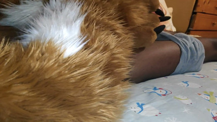 Stroking my cock with big paws, cumming over myself 3 times