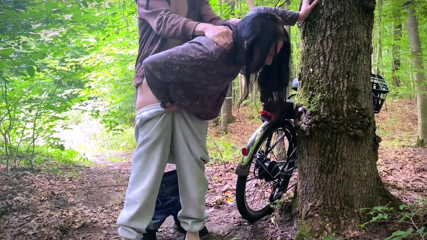 Dumb Brunette Broke Her Bike in the Woods & Pay with Her Pussy for the Repair! Doggystyle Fuck