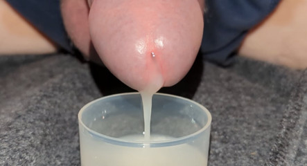 Extreme Closeup Huge Thick Load of Cum Edged Out Into Cup and Swallowed
