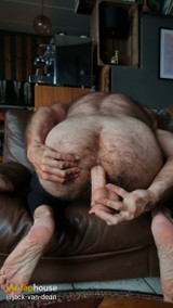 Hairy Bear Tries Stockings and Dildo