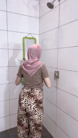 Beautiful Malay Hijab Washing My Ass and Pussy
