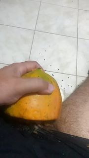 Enjoying a breakfast of papaya with milk 🤤