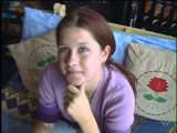 Young brunette strips and gives hard cock a hungry blowjob