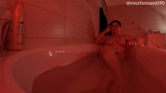 Smoking While Taking a Bath in Sexy Red Light