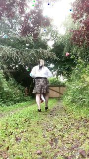 Dressed with a leopard short skirt for a day