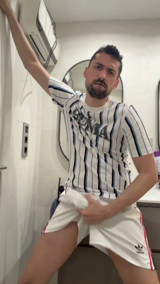 Hot Stepdaddy Wanking off in Public Bathroom