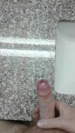Uncut cock jerking big load into mirror