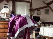 In purple and white maid outfit, from my creation in sewing, to vacuum