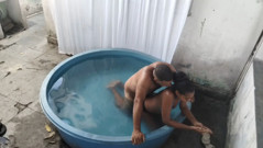 We were caught fucking the pool even so I asked to cum in my mouth