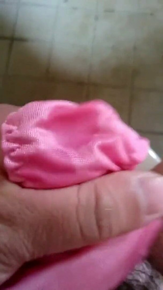 Cum on pink nylon panties