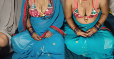 Desi sexy wife hot bikni and sky blue saree hot pussy sex