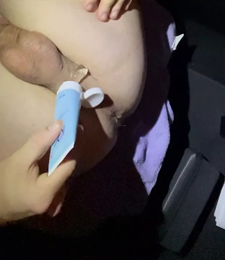 Bi Curious College moans while toying his virgin ass