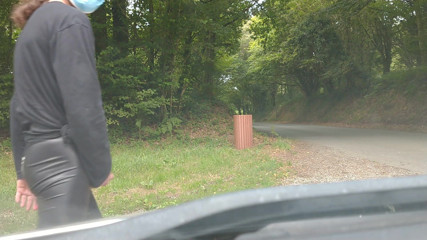 leather legging openable near road