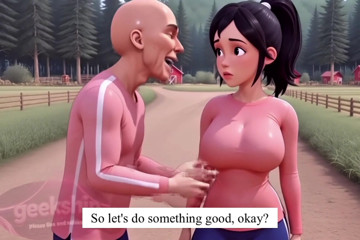 (Kak Ros, HD, Part2) ugly man wants to kiss sex with hot big breasts stepsister again outside