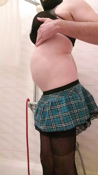 Hot schoolgirl Sexdoll shower impregnation belly inflation enema thumbnail