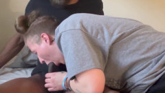 Lesbian stud makes her friends stepdad her first cock