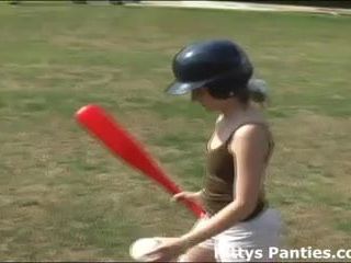 Petite 18yo teen Kitty playing soft ball