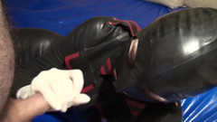 Latex Danielle in latex mask massage his toy