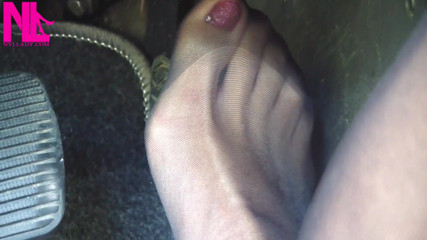 Nyllady Revving and Driving in Black Estrad Sandals and Black Stockings with Anklet