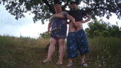 Bitch jerks off my dick in the park