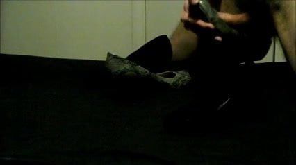 Black suede and Snakeskin low heels from the office