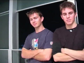 Two young straight