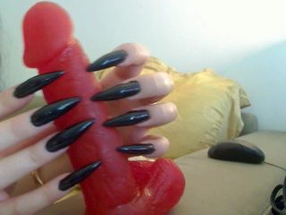 long black nails handjob dildo