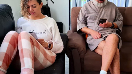 Risky masturbation next to the stepdaughter, but she helped out.
